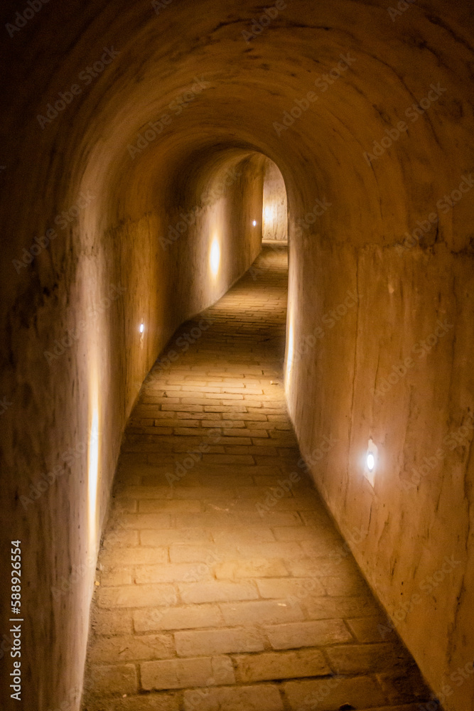 Tunnel of Zhangbi underground castle in Zhangbicun village, China