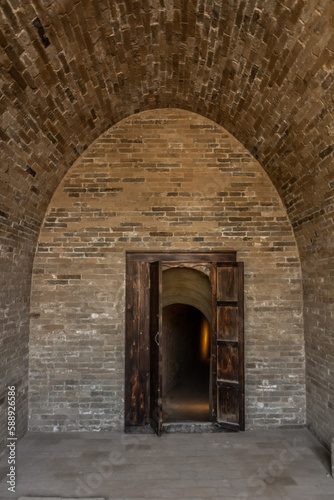 ZHANGBICUN, CHINA - OCTOBER 21, 2019: Interior of Zhangbi underground castle in Zhangbicun village, China