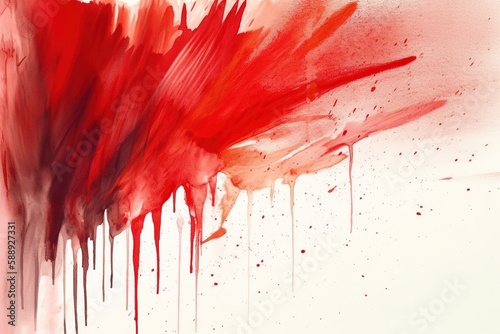 illustration for abstract red watercolor paint brush stroke on background like a blood generative ai
