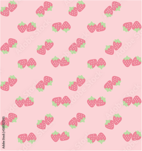 seamless pattern with pink strawberries
