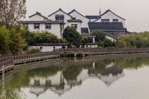 Riverside houses in Luzhi water town, Jiangsu province, China