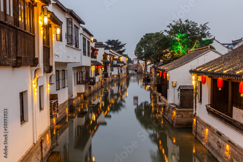 Canal in Luzhi water town, Jiangsu province, China photo