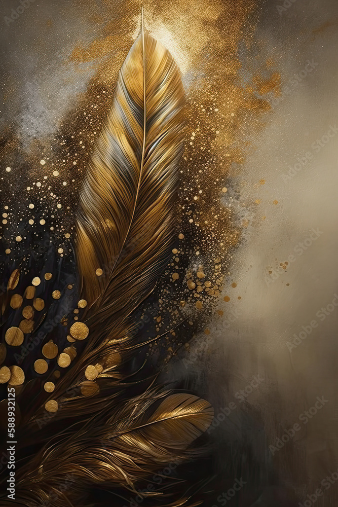 Gold feather background, detailed, textured, generative-ai-assisted