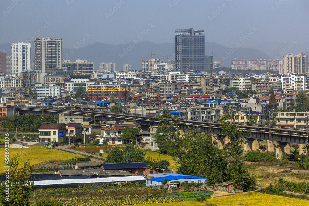 Railways in Yangxin city, Hubei province, China