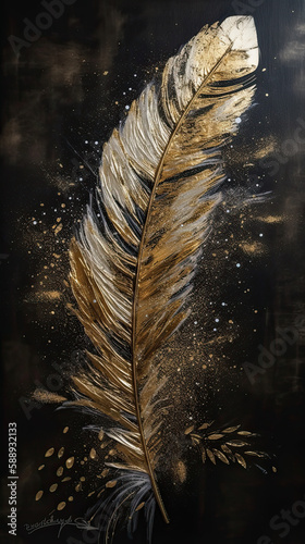 Gold feather background, detailed, textured, generative-ai-assisted artwork