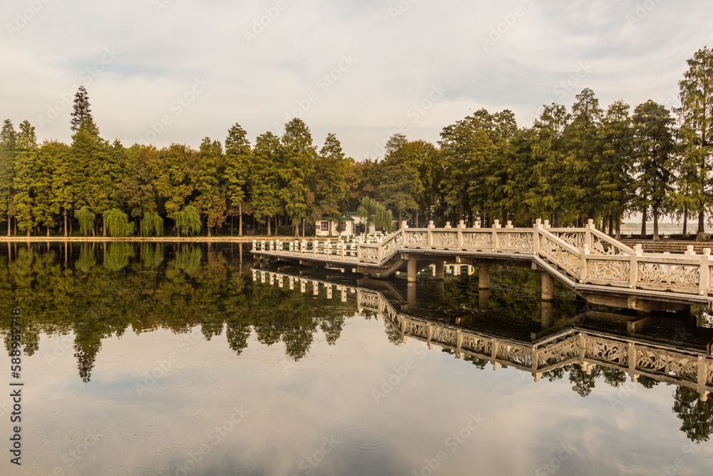 Fototapeta premium Tourist area at East (Dong) lake in Wuhan, China
