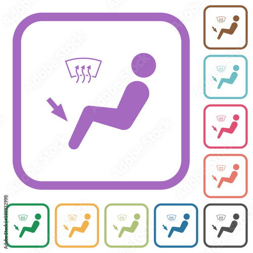 Car air flow direction foot and defrost simple icons
