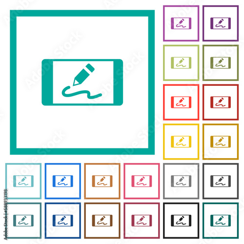 Digital signature flat color icons with quadrant frames photo