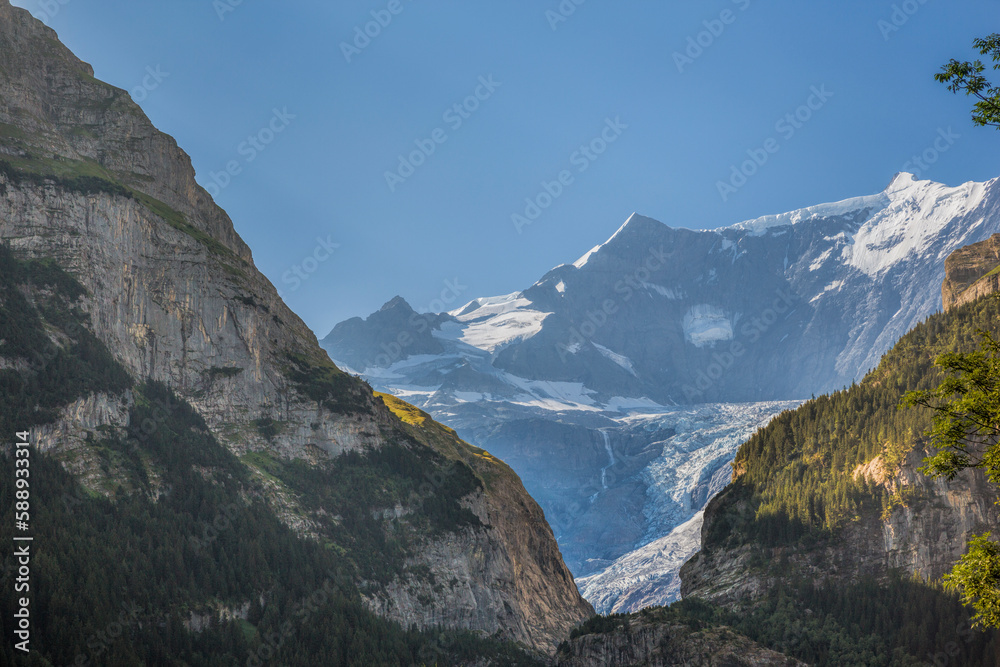 View of the Eiger mountain in summer from Grindelwald, Switzerland