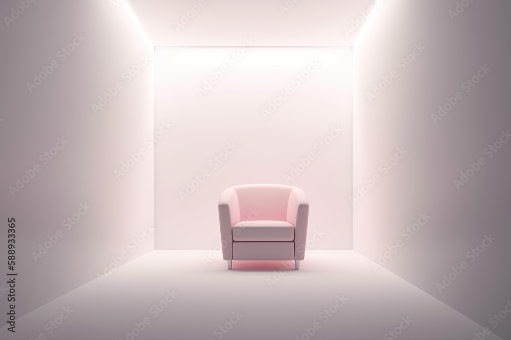 minimalist chair in a white room. Generative AI minimalist chair in a white room. Generative AI