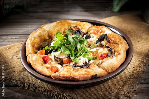 pizza on a board