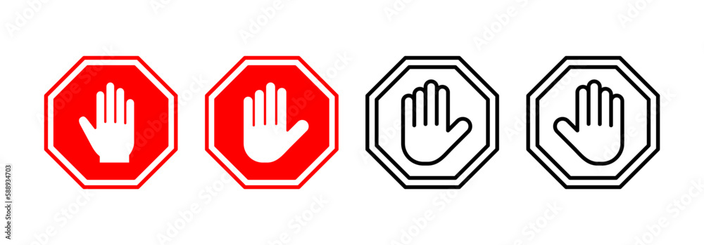 Stop icon vector for web and mobile app. stop road sign. hand stop sign and symbol. Do not enter stop red sign with hand Stop icon vector for web and mobile app. stop road sign. hand stop sign and symbol. Do not enter stop red sign with hand