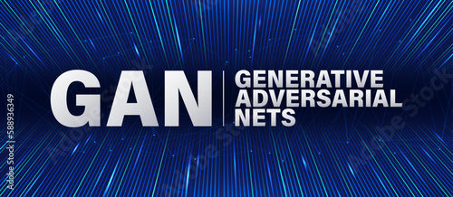 Banner Generative Adversarial Network, GAN. Unsupervised machine learning algorithm built on a combination of two neural networks. Artificial Intelligence Computation and Training. GAN AI. Vector