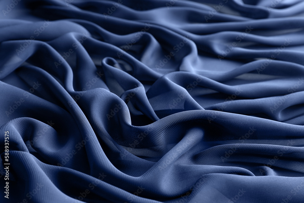 Beautiful dark blue tulle fabric as background, closeup Beautiful dark blue tulle fabric as background, closeup