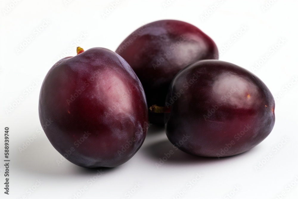 plums isolated on white background