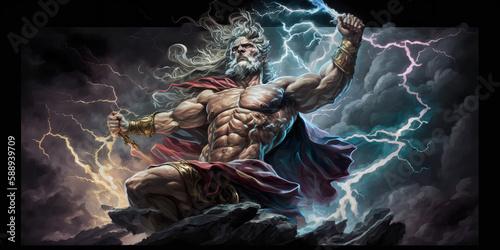Zeus, God of Thunder and King of the Gods  Generative AI photo