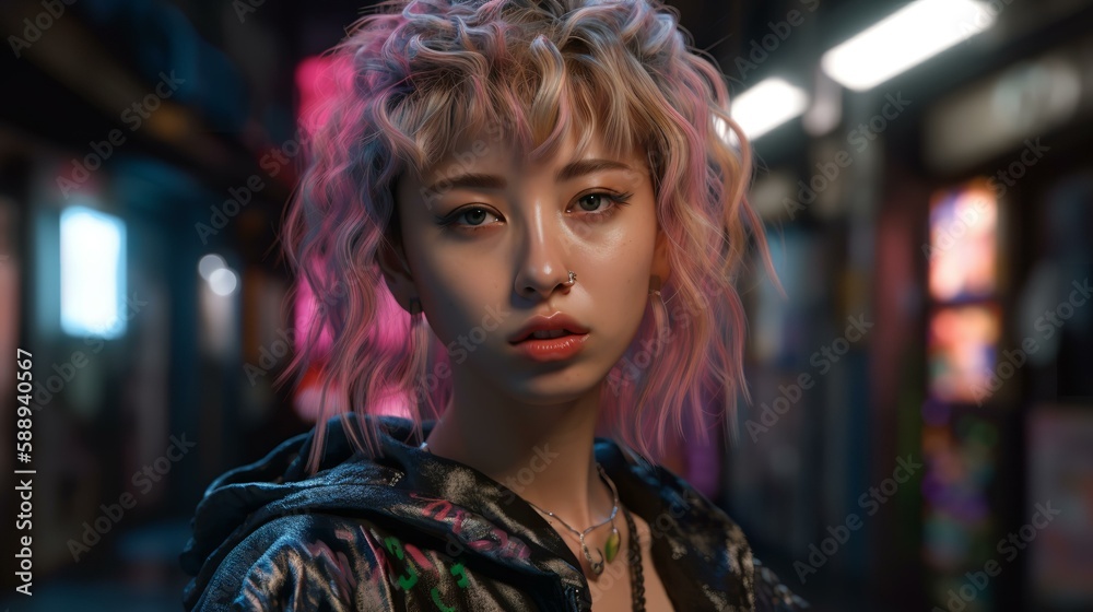 Φωτογραφία 不良少女・夜遊び・サブカル・アングラ・ストリート系ファッションの女性（Generative AI）
