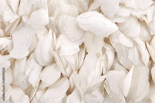 heap of fluffy white feathers on a dark background. Generative AI © 2rogan