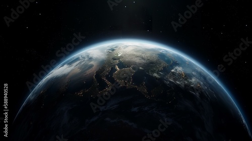 宇宙から見た地球（影・光・GenerativeAI） 