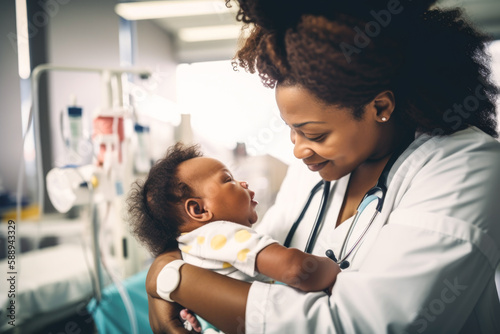 Doctor examining baby  generative ai