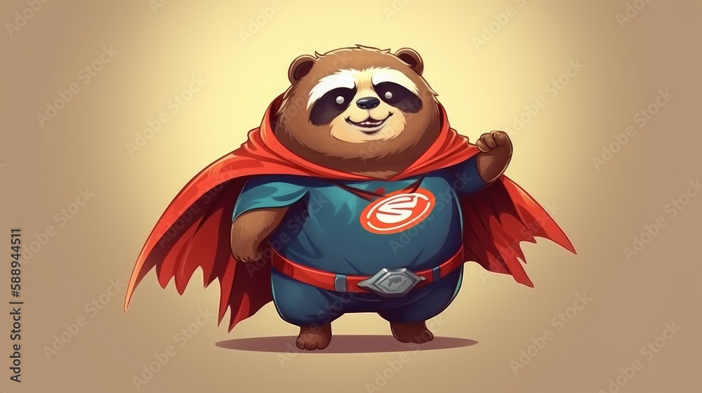 Cartoon superhero sloth. Created with Generative AI. Cartoon superhero sloth. Created with Generative AI.