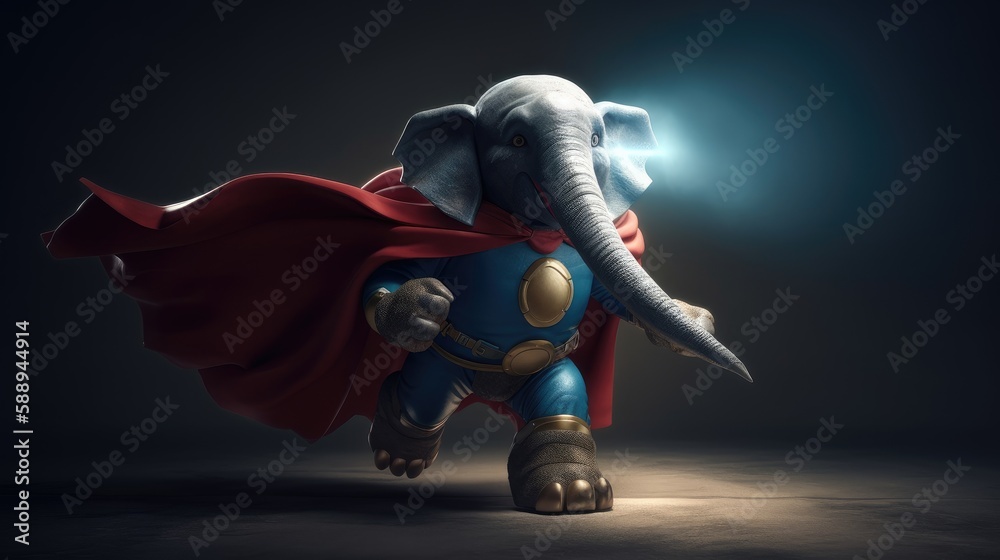 cute elephant superhero. Created with generative AI.