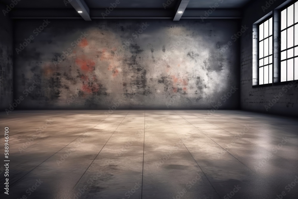 an Empty Room with a Striking Painting on the Wal. Generative AI an Empty Room with a Striking Painting on the Wal. Generative AI
