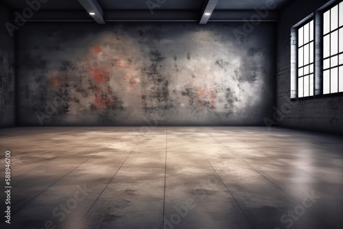 an Empty Room with a Striking Painting on the Wal. Generative AI © 2rogan