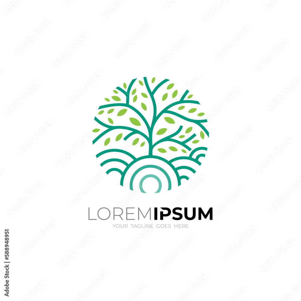 Nature logo design vector, tree icon, line style and simple design