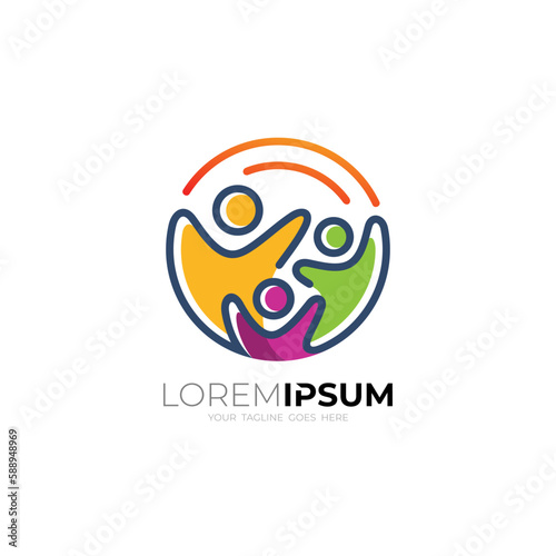 Human care design combination, colorful style logos