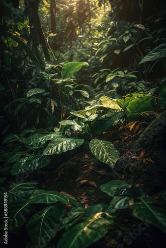 Lights and Leaves in an indonesian jungle