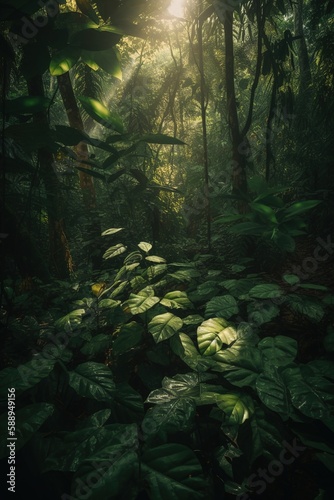 Lights and Leaves in an indonesian jungle