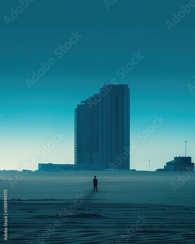 View of silhouette in middle of crazy city