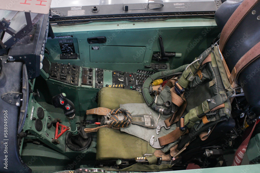 Combat jet cockpit seat and gages Stock Photo | Adobe Stock