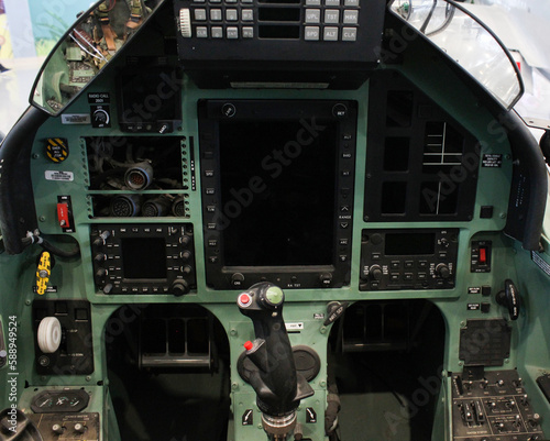 Combat jet cockpit seat and gages