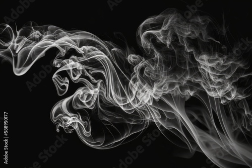 smoke on a black background in black and white. Generative AI