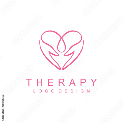 Therapy logo with love element, message logo
