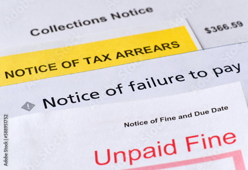 Debt collection, unpaid fines and tax arrears notices