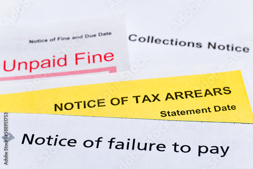 Debt collection, unpaid fines and tax arrears notices