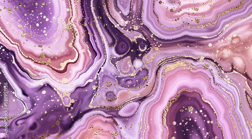 Abstract agate stone background print design with natural mineral texture and gold splatter.