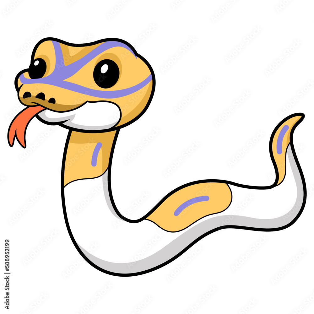 Fototapeta premium Cute banana pied ball python cartoon