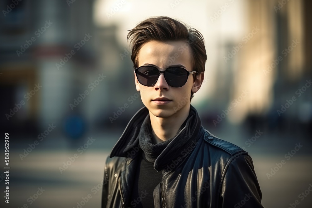 Fashion young handsome man, confident, contemporary, edgy, in the city street, AI generated Fashion young handsome man, confident, contemporary, edgy, in the city street, AI generated