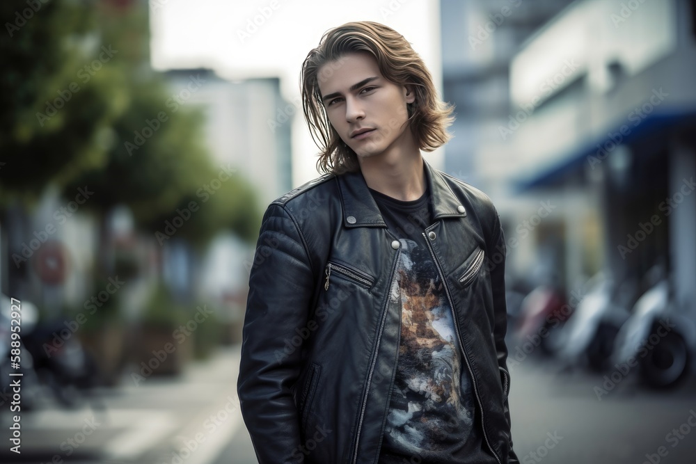 Fashion young handsome man, confident, contemporary, edgy, in the city street, AI generated Fashion young handsome man, confident, contemporary, edgy, in the city street, AI generated