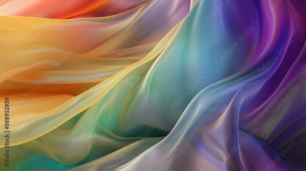 Abstract colorful light smooth silk background, AI generated