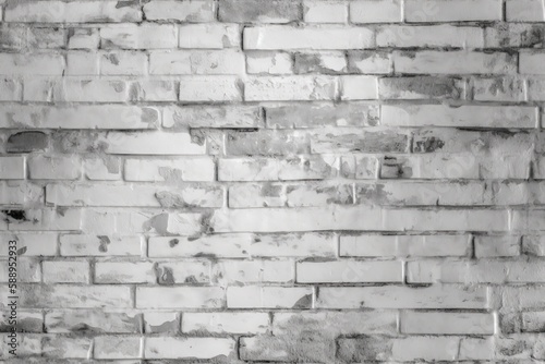 White brick wall abstraction used as a backdrop or texture. Generative AI