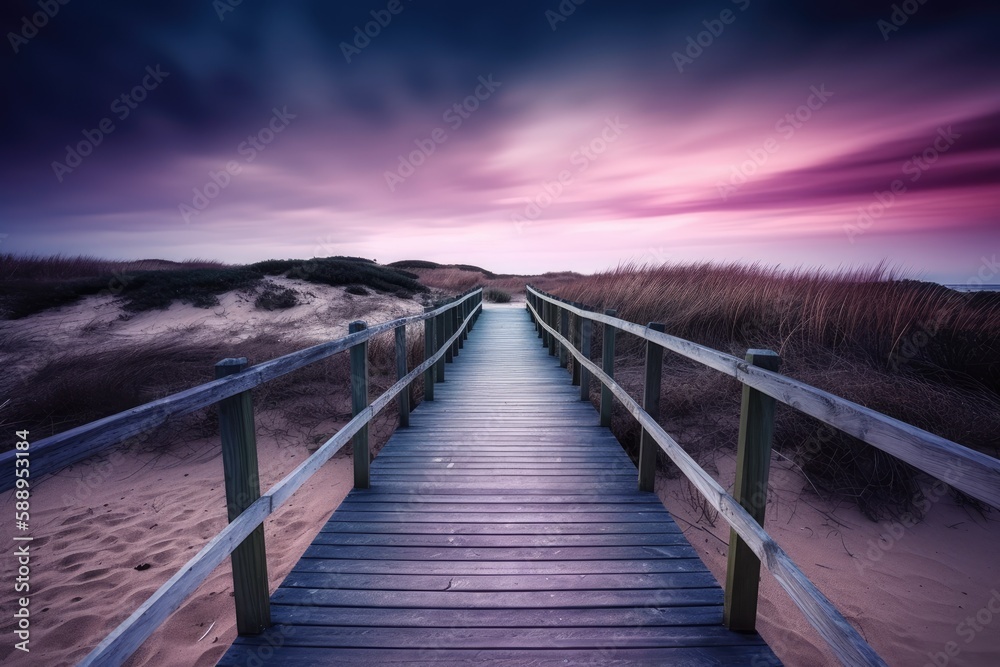 Fototapeta premium an idyllic wooden pier. Generative AI