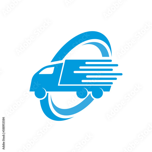 logistic truck fast delivery logo vector icon illustration