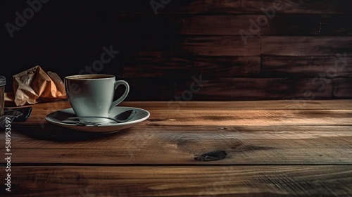 Coffee on a workspace table - AI Generated