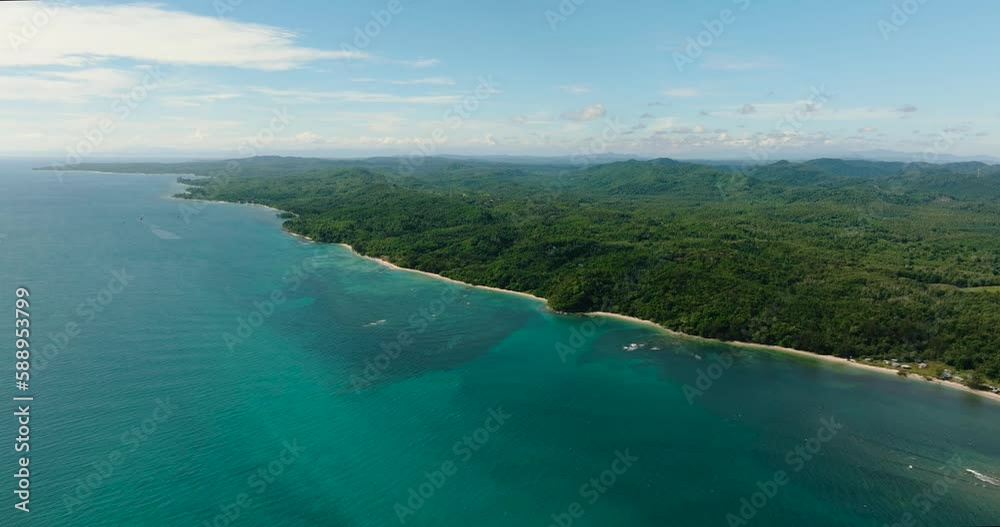 Aerial drone of coastline with jungle and rainforest. Borneo. Sabah, Malaysia. Aerial drone of coastline with jungle and rainforest. Borneo. Sabah, Malaysia.