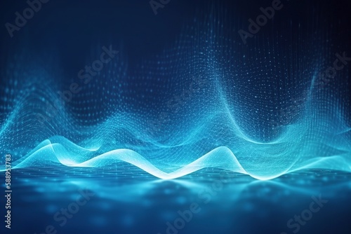 Blue abstract glowing wave made with generative AI